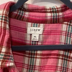 J Crew XL summer weight gauze long sleeve button up plaid shirt.   NWOT